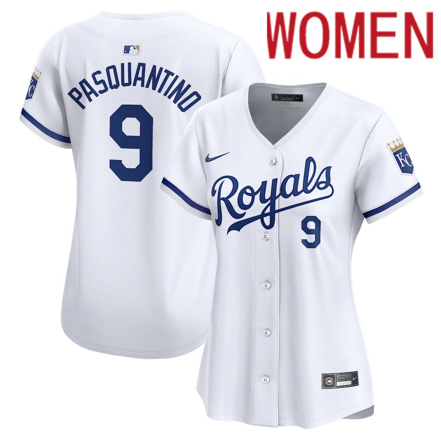 Women Kansas City Royals #9 Vinnie Pasquantino Nike White Home Limited Player MLB Jersey->women mlb jersey->Women Jersey